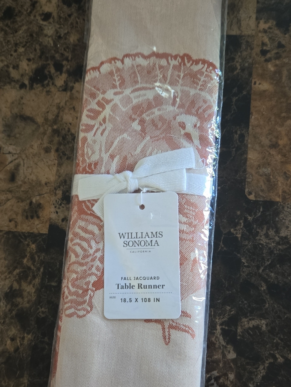 Williams Sonoma Fall Jacquard Table Runner and Napkins - Rust Floral - Picture 2 of 5